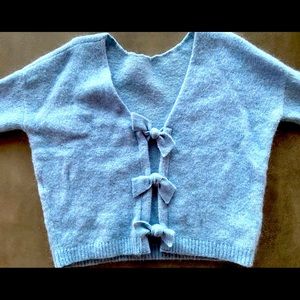 Periwinkle light blue oversized scoop back wool sweater XS